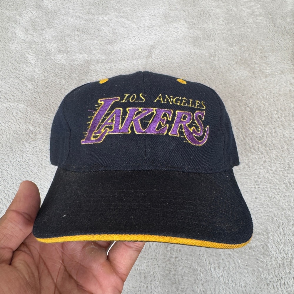 Vintage Los Angeles Lakers NBA Snapback Hat Mens OS Black Preowned Wool Blend